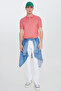 Coral-White Slim Fit Shrink-Resistant Cotton Polo T-Shirt with Non-Roll Collar - 6