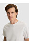 Ecru Slim Fit 100% Cotton Crew Neck Basic T-Shirt 50306980-Vr019 - 2
