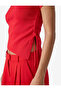Viscose Blended Short Sleeve High Neck Asymmetrical Gathered Knit Sweater - 4