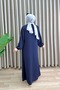 Esvet Ferace Navy Blue Rabia Crepe Fabric Women's Zippered Comfortable Cut Ferace - 3