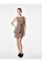 Belt Detailed Sleeveless Crew Neck Layered Mini Dress