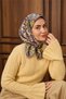 Twill Silk Scarf Plum-Butter Yellow Patterned Tok Duruşlu 90X90