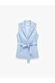 Wide Collar Sleeveless Belted Vest - 6