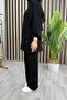 Suheyla Takim Crystal Fabric Women's Black Slit Detailed Tunic Pants Hijab Set - 5