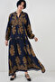 Women's Patterned Hijab Dress Y.Blue 1010 - 3