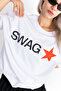 تي شيرت أبيض كبير الحجم مطبوع عليه Swag Star - 3