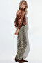 Women's Draped Satin Shirt Tan 1069 - 2