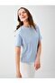 Light Blue 100% Cotton Short Sleeve Basic Knitted T-Shirt - 3