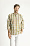 Long Sleeve Regular Fit Plaid Sports Cotton Shirt