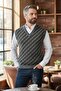 Men's Gray Anti-Pilling Fabric Standard Fit Regular Cut V-Neck Knitwear Sweater - 2