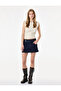 Embroidered Patterned Slim Fit Sleeveless Crew Neck Buttoned Draped Blouse