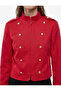 Long Sleeve Cotton Gabardine Fabric Ornamental Buttoned Stand Mandarin Collar Napoleon Jacket - 4