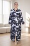 Ebru Patterned g Shirt Collar C Pocketed Wide Cut Viscose Oversize Dress - 6