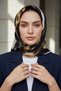 100% Twill Silk Leopard Patterned Navy Blue - Cream Colored 90X90 Scarf Sewing Shape: Hand Sewing - 2