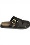Y596549502 Black Suede Buckle Closed-Front Women's Slippers - 7