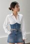 Women's Shirt with Denim Corset Detail – Stylish and Trendy Design - 6