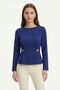Crew Neck Long Sleeve Buttoned Blouse - 2