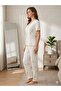 Summer Lycra Women's V-Neck Bow-Decorated Pajama Set - 4