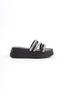 Th Colleciton Elise Flat Heeled Striped Stoned Thick and Orthopedic Sole Women's Slippers Cst - Black - 39 - 6