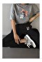 Cat Printed Top and Bottom Tracksuit Set Oversize Crew Neck - 2