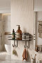 Luxury Thermoplastic Coating Black Adhesive Bathroom Shelf Shampoo Holder Wall Hanger Organizer Shelf with Hooks - 2