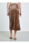 Brown Velvet Bodycon Midi Skirt - 5