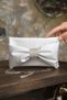 Silver Satin Women's Evening Bag with Bow Detail and Stone Buckle for Wedding Invitations - 4