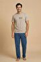 Mrn 8102 Men's Summer Short Sleeve Pajama Set with Combed Cotton Striped Pajamas and Pockets