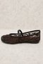 Women's Ballet Flats Brown Lace Mesh Embroidered Buckle Stylish Casual Shoes - 8