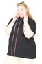 Mode XL Real Big Size Women's T-Shirt Polo with Zipper U26580 Black - 4