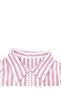 Pink Striped Long Sleeve Shirt Midi Dress - 4