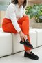 Black Suede Genuine Leather Buckle Women's Loafer Shoes Real Leather Buckle Loafer Shoes for Inside and Outside Wear - 3