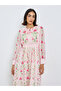 Pink Floral Maxi Dress with Tie-Up Neck - 2