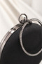 Black Women's Round Shaped Stone Detailed Chain Strap Evening Dress Clutch Bag Stylish Evening Event Bag - 8