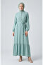 Hakim Collar Belted Viscose Dress 4077-08 Green - 2