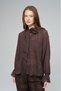 Women's Scarf Collar Lightly Striped Transparent Sleeves Gathered Shirt