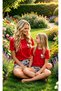 Hello Kitty Licensed Mother & Daughter Combination Pajama Set Red & Gray Color Crew Neck with Shorts 100% Combed Cotton (Sold Separately)