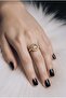 Stoned Round Model Women's Ring – Gold and Silver Color / Adjustable - 2