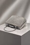 Stoned Platinum Women's Evening Dress Handbag with Stone Detail and Chain Strap, Stylish Evening Event Clutch Model, Elegant - 3