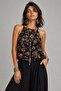 Halter Neck Stylish Bohemian Blouse Black