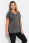 Women's Plus Size Gray, V-Neck Blouse 65N39486 - 4