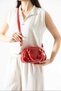 Women's Oval Design Gold Detail Heart Charm Gift Adjustable Strap Hand Shoulder Crossbody Bag Red - 2
