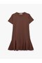 Cotton Slim Fit Crew Neck Short Sleeve Voluminous Mini T-Shirt Dress - 3
