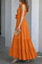 New Season Women's Sleeveless Collared Front Buttoned Waist Belted Long Tricot Dress - 4
