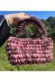 Handmade Knitted Brown Pink Women's Handbag