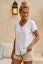 White V-Neck Short Sleeve Buttoned Suze Embroidered Casual Cotton Oversize Woven Blouse 68 55 - 4