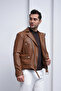 Italian Cut Side Zipper Leather Coat