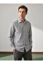 Comfortable Fit Seersucker Textured Striped Cotton Men's Shirt Smoked 5037Dngr