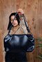 Women's Navy Blue Shiny Textured Knot Detailed Large Internal Volume Adjustable Cross Strap Shoulder Bag - 5