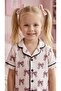 Dlş 6086 100% Cotton Pink Bow Muslin Fabric Button-Down Shirt Pajama Set - 2